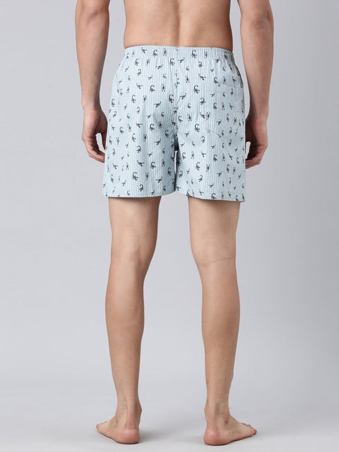 Blue Printed Pure Cotton Boxer